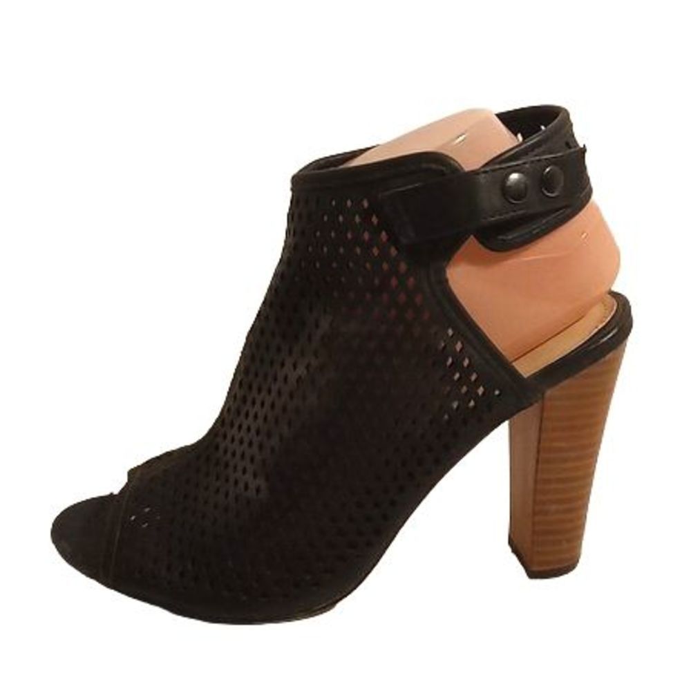 Attention Deanna Black Rear Snap 4inch Chunky Heels Women's Size 8